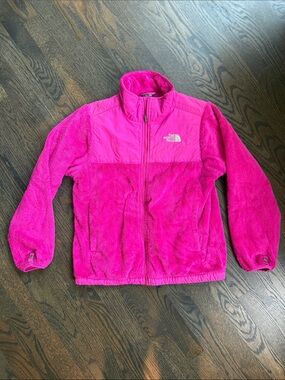 The North Face Bright Pink Girls' Fleece Full-Zip Jacket Sz L (14-16)